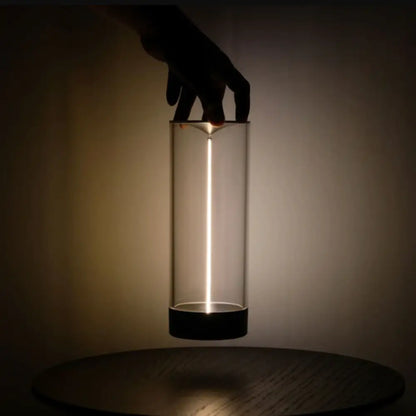 Modern black & clear glass battery operated table lamp bedroom light