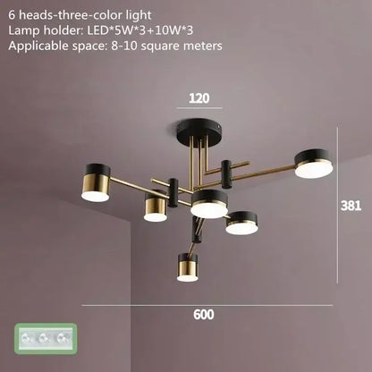 Modern black & gold geometric pendant light living room chandelier