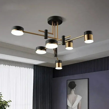 Modern black & gold geometric pendant light living room chandelier
