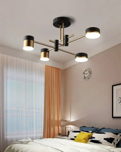 Modern black & gold geometric pendant light living room chandelier