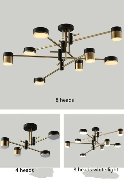 Modern black & gold geometric pendant light living room chandelier