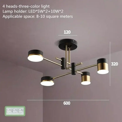 Modern black & gold geometric pendant light living room chandelier
