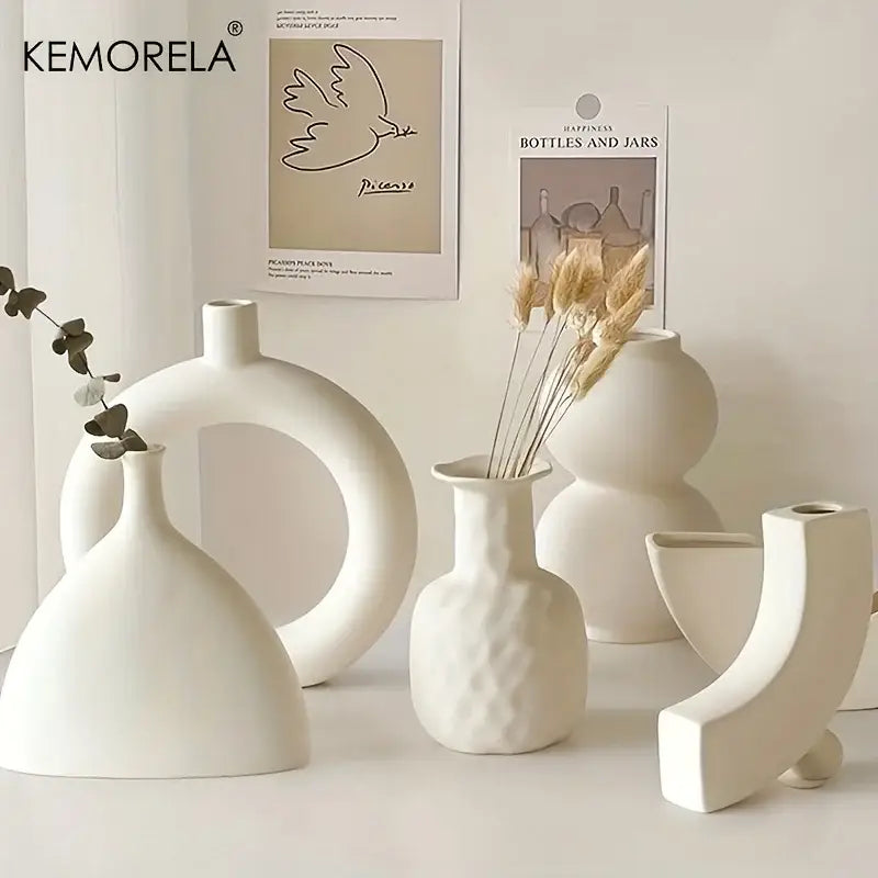 Minimalist white nordic ceramic vase living room decor