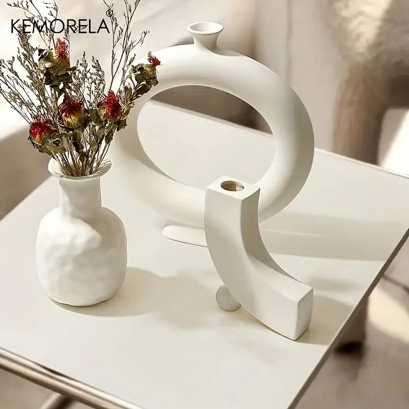 Minimalist white nordic ceramic vase living room decor