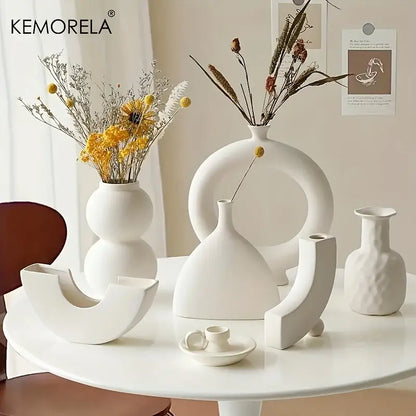 Minimalist white nordic ceramic vase living room decor