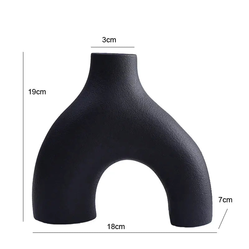 Organic matte black nordic ceramic vases – living room home decor