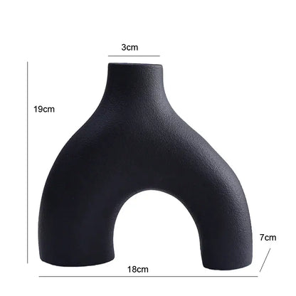Organic matte black nordic ceramic vases – living room home decor