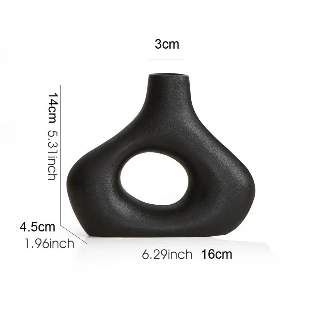 Organic matte black nordic ceramic vases – living room home decor