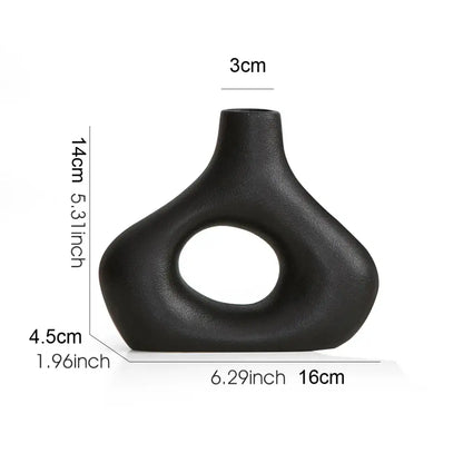 Organic matte black nordic ceramic vases – living room home decor