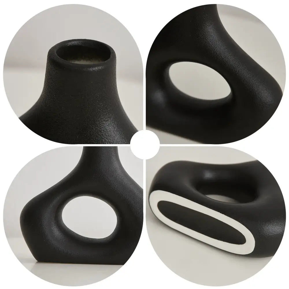 Organic matte black nordic ceramic vases – living room home decor