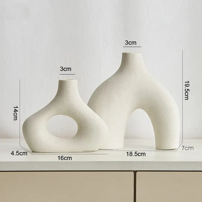 Organic matte black nordic ceramic vases – living room home decor