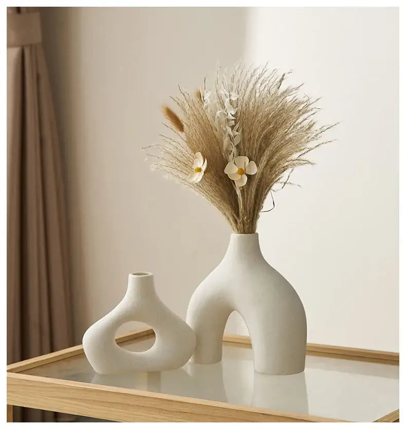 Organic matte black nordic ceramic vases – living room home decor