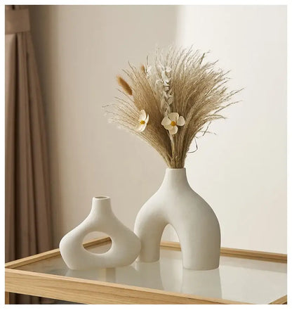Organic matte black nordic ceramic vases – living room home decor