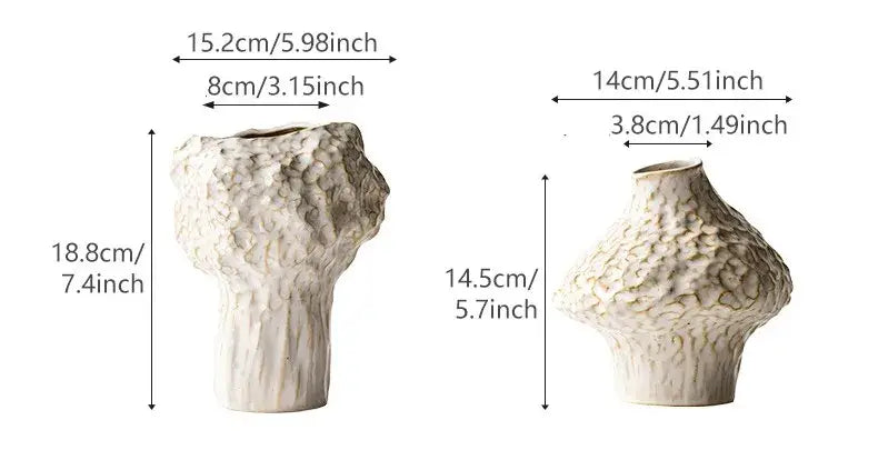 Textured white nordic ceramic vase living room decor with pampas grass
