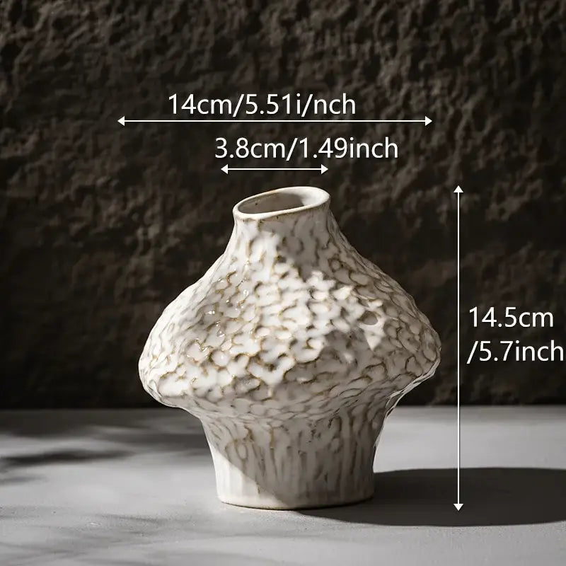 Textured white nordic ceramic vase living room decor with pampas grass