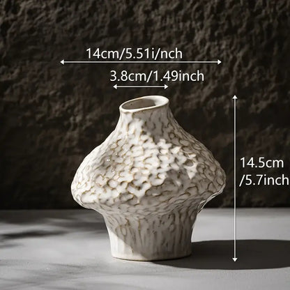 Textured white nordic ceramic vase living room decor with pampas grass