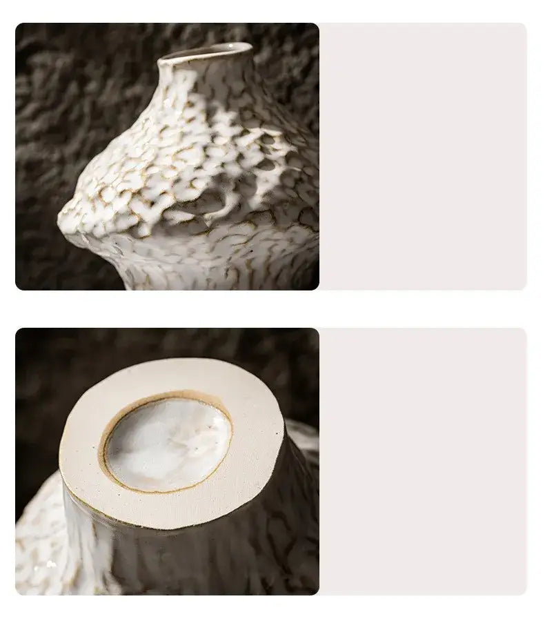 Textured white nordic ceramic vase living room decor with pampas grass