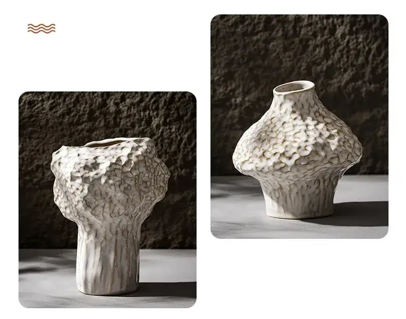 Textured white nordic ceramic vase living room decor with pampas grass
