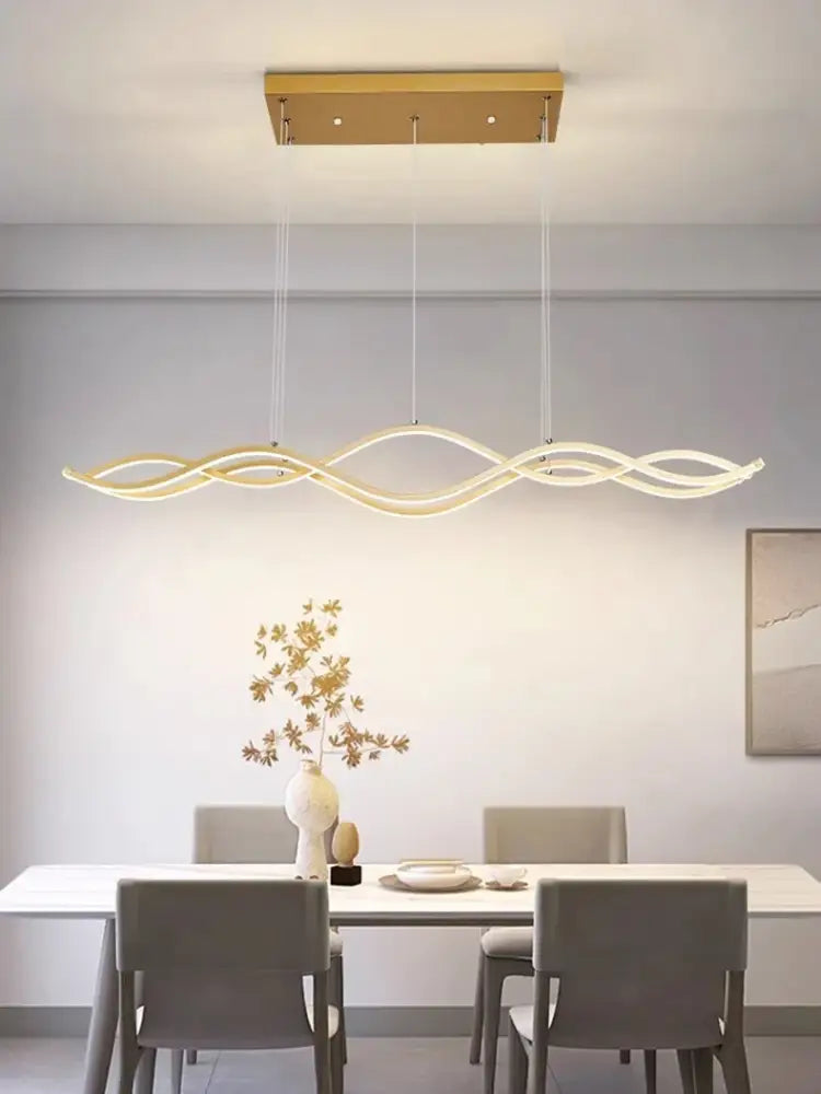Modern gold wave led pendant light dining room nordic chandeliers