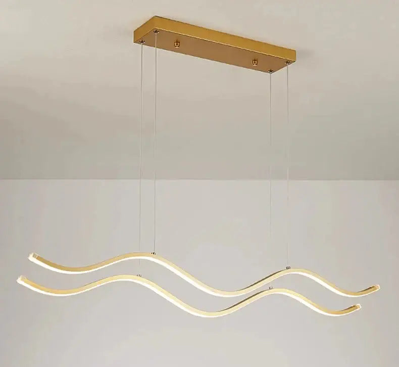 Modern gold wave led pendant light dining room nordic chandeliers