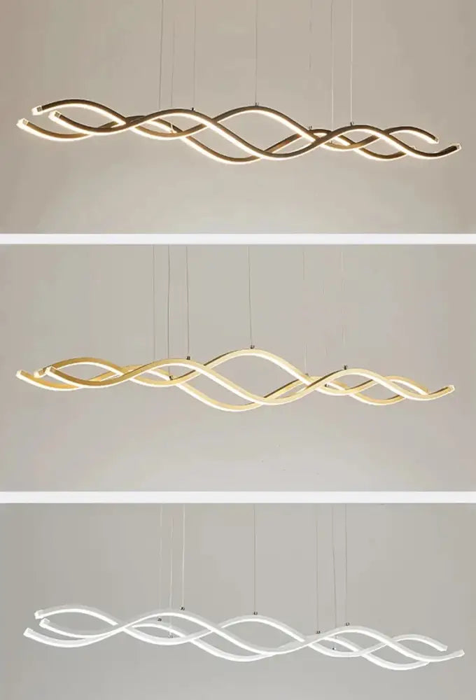 Modern gold wave led pendant light dining room nordic chandeliers