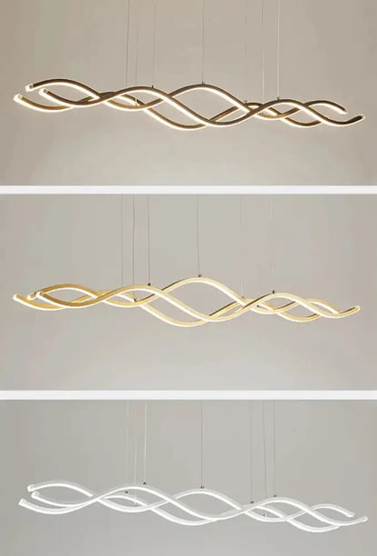 Modern gold wave led pendant light dining room nordic chandeliers