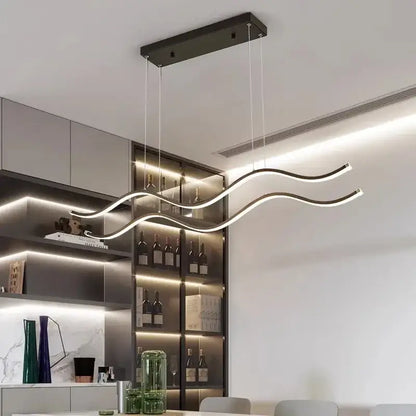 Modern gold wave led pendant light dining room nordic chandeliers