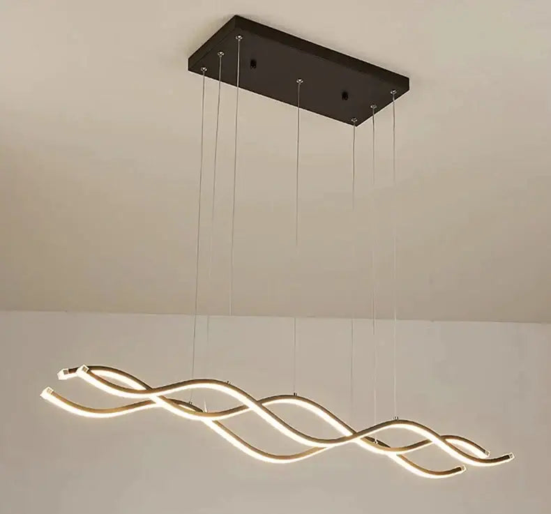 Modern gold wave led pendant light dining room nordic chandeliers