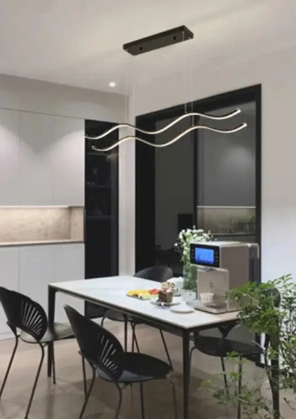 Modern gold wave led pendant light dining room nordic chandeliers