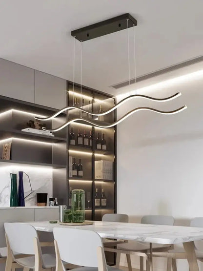 Modern gold wave led pendant light dining room nordic chandeliers