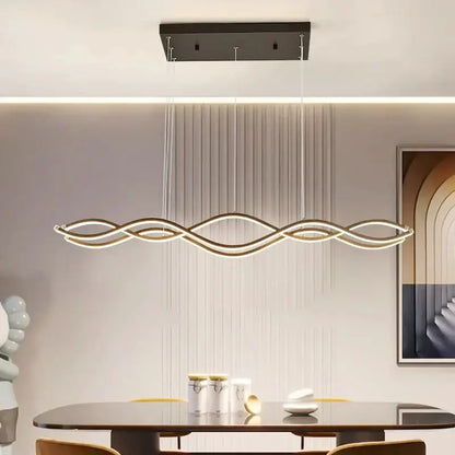 Modern gold wave led pendant light dining room nordic chandeliers