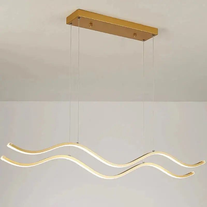 Modern gold wave led pendant light dining room nordic chandeliers