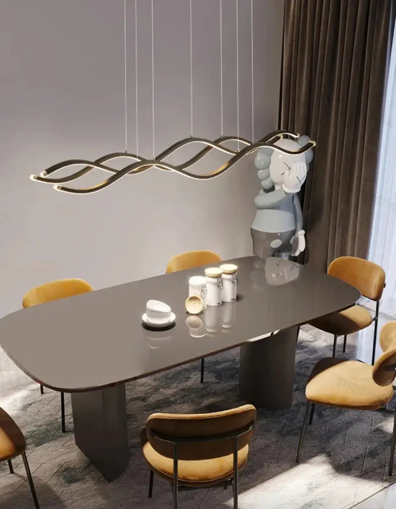 Modern gold wave led pendant light dining room nordic chandeliers