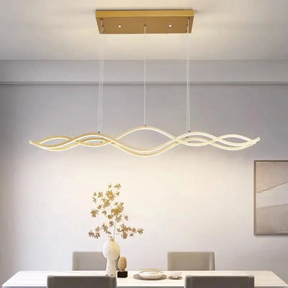 Modern gold wave led pendant light dining room nordic chandeliers