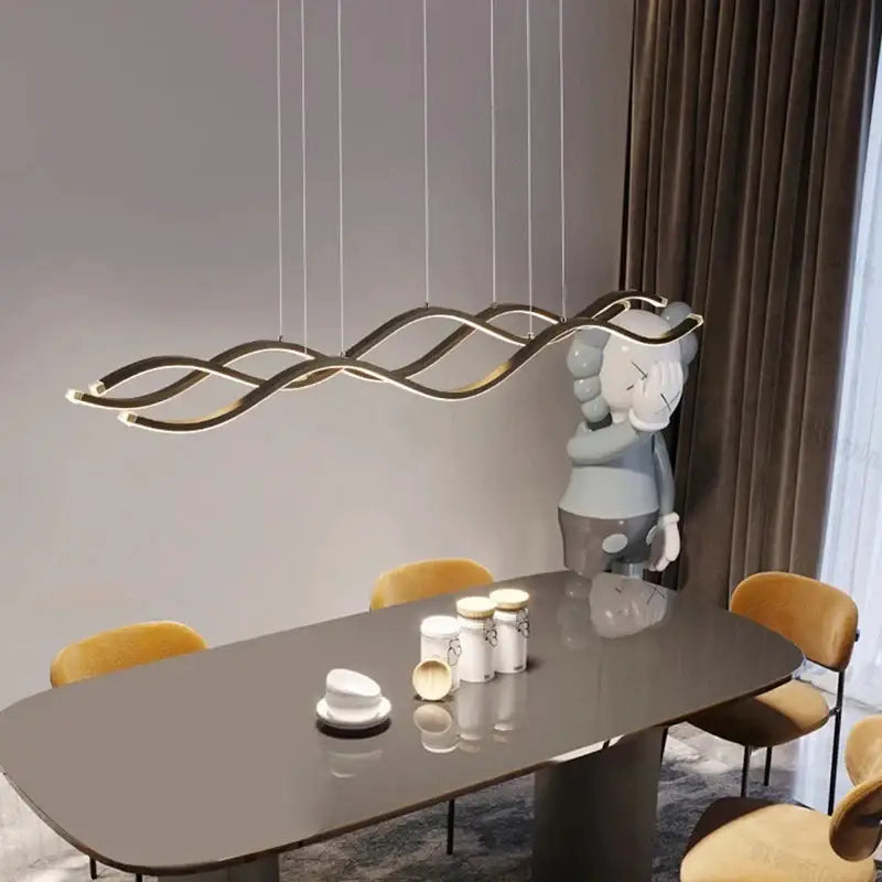 Modern gold wave led pendant light dining room nordic chandeliers