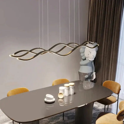Modern gold wave led pendant light dining room nordic chandeliers