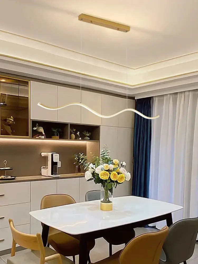 Modern gold wave led pendant light dining room nordic chandeliers