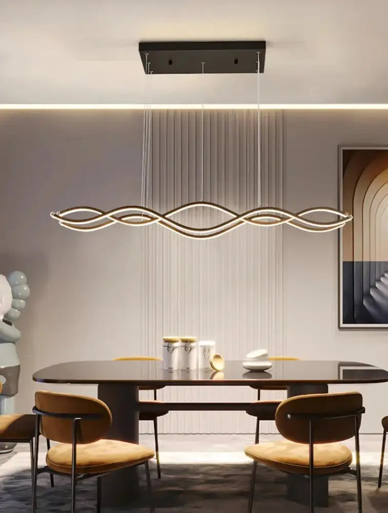 Modern gold wave led pendant light dining room nordic chandeliers