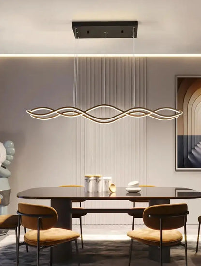 Modern gold wave led pendant light dining room nordic chandeliers
