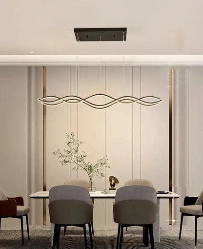 Modern gold wave led pendant light dining room nordic chandeliers