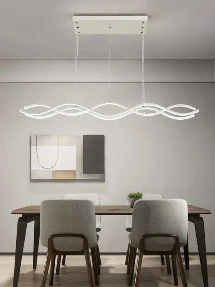 Modern gold wave led pendant light dining room nordic chandeliers