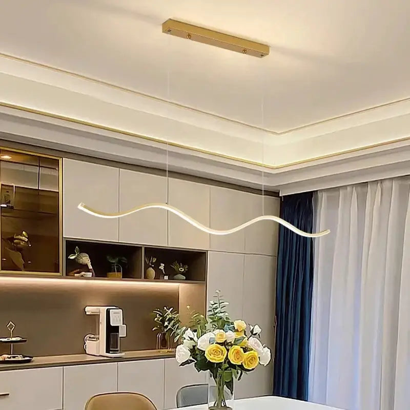 Modern gold wave led pendant light dining room nordic chandeliers
