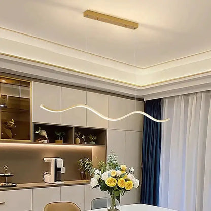 Modern gold wave led pendant light dining room nordic chandeliers