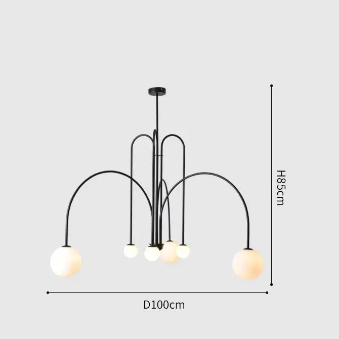 Burgundy & white comet chandelier nordic dining room glass ball light
