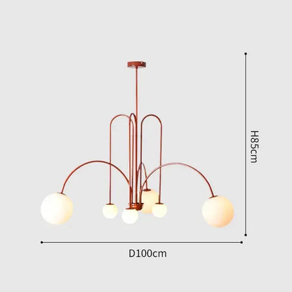 Burgundy & white comet chandelier nordic dining room glass ball light