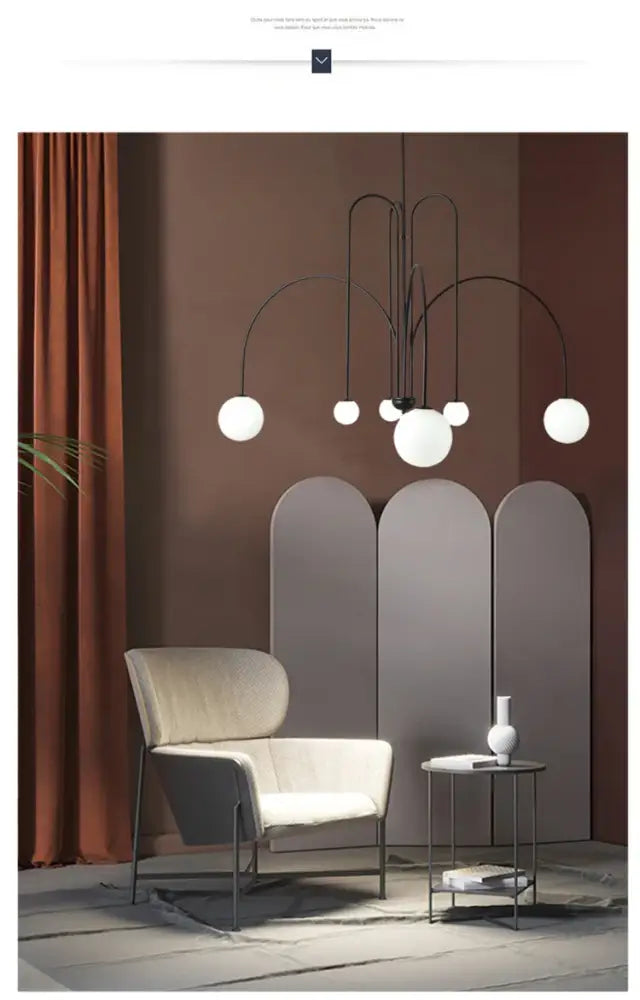 Burgundy & white comet chandelier nordic dining room glass ball light