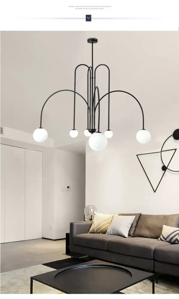 Burgundy & white comet chandelier nordic dining room glass ball light
