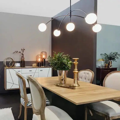 Burgundy & white comet chandelier nordic dining room glass ball light