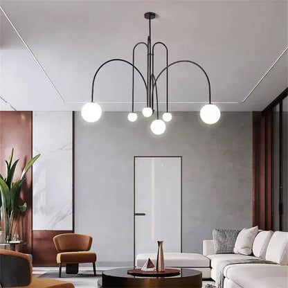 Burgundy & white comet chandelier nordic dining room glass ball light