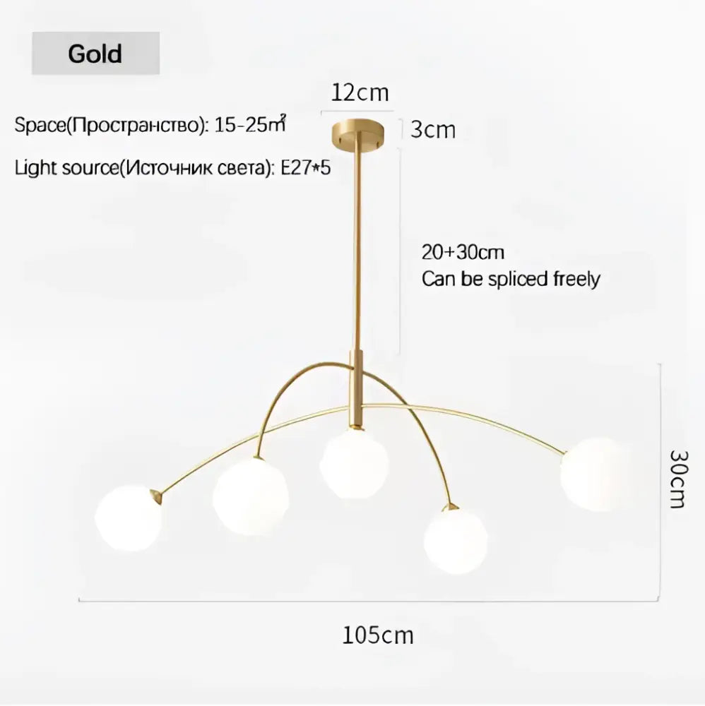 Burgundy & white comet chandelier nordic dining room glass ball light